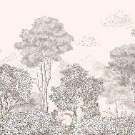 Beige panoramic Forests and Mountains wallpaper