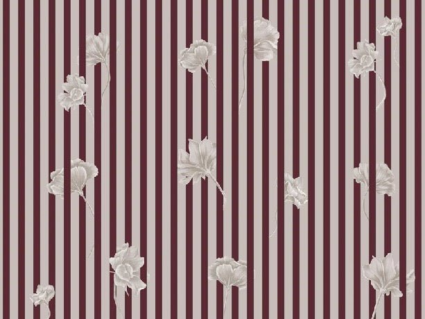 Papier peint rayure floral