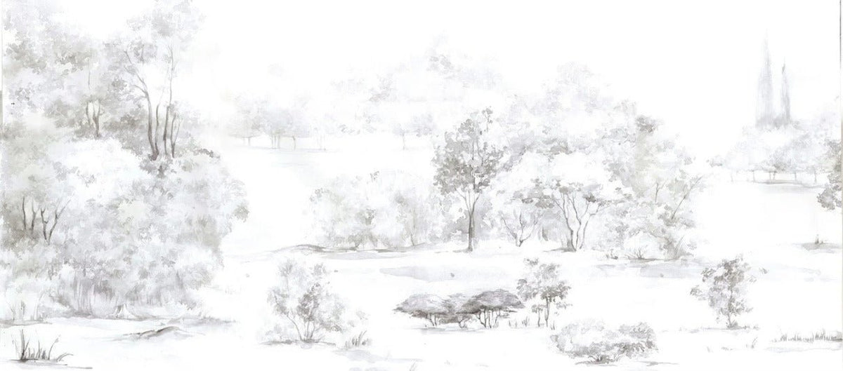 Papier peint forêt de pin aquarelle