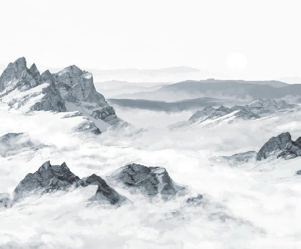 Papier peint panoramique montagne bleu, XXL, tendance