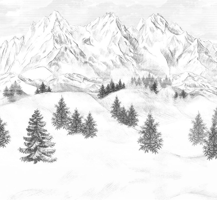 Papier peint montagne sommets de Chamonix, XXL, tendance