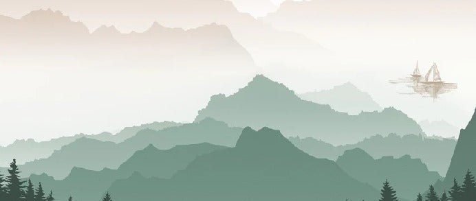 Papier peint montagne dans brume terracotta