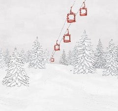 Papier peint montagne télécabine rouge