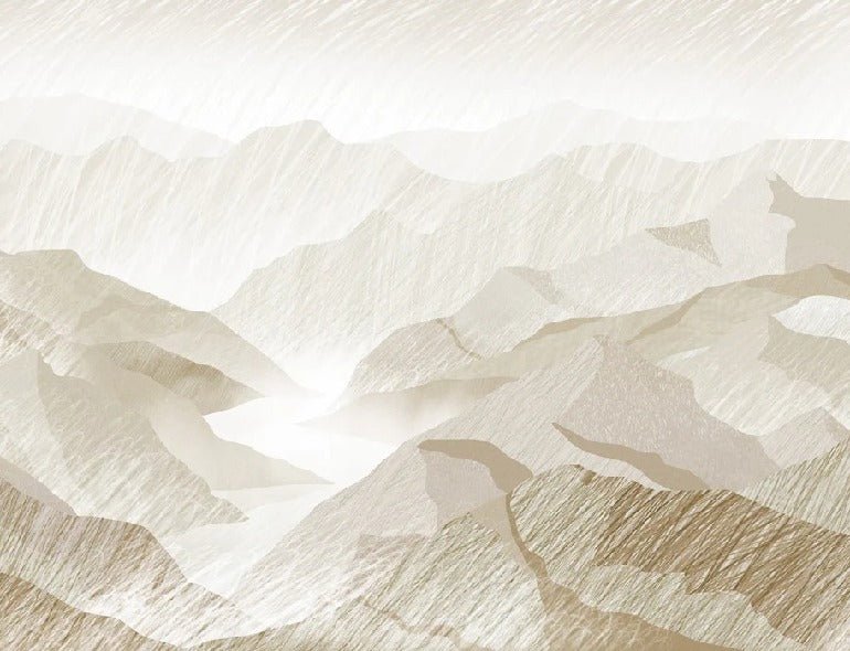 Papier peint illustration montagnes sépia