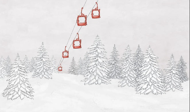 Papier peint montagne télécabine rouge