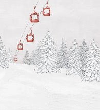 Papier peint montagne télécabine rouge