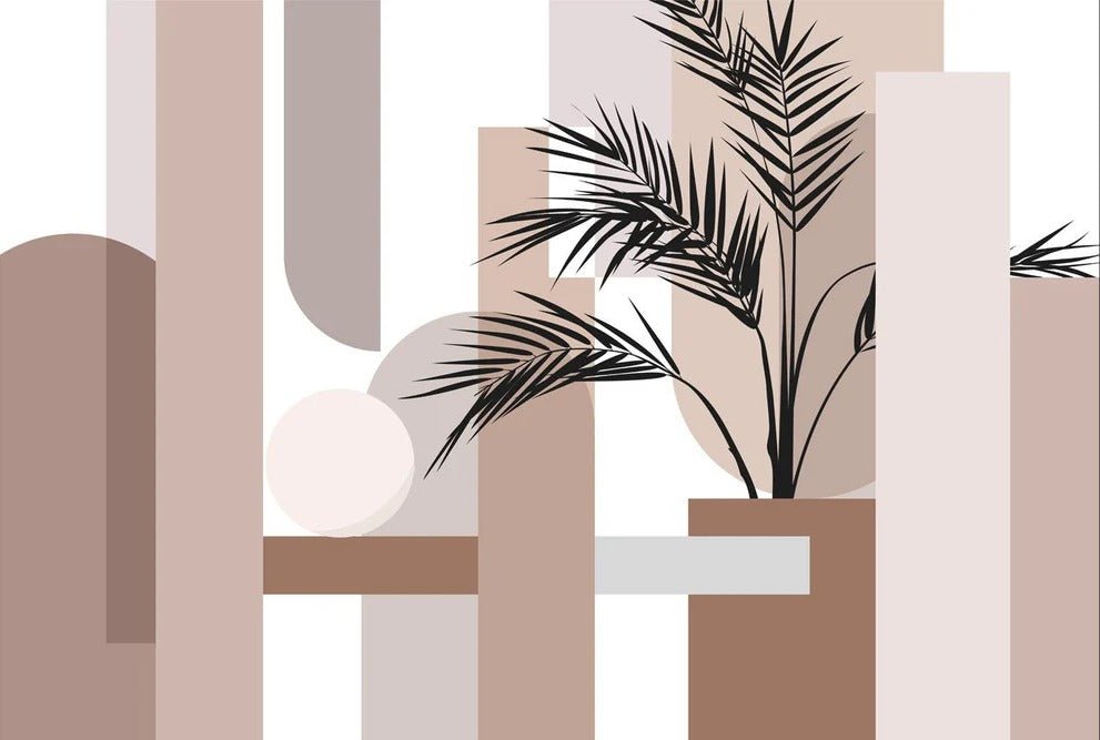 Papier peint panoramique géométrique terracotta, XXL, tendance