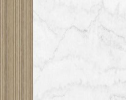 Papier peint imitation marbre et tasseau chêne