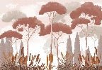 Terracotta cypress, pine and pampas grass wallpaper