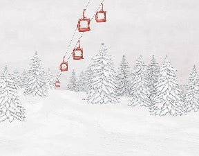 Papier peint montagne télécabine rouge, XXL, tendance
