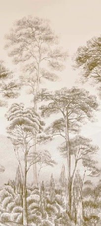 Papier peint nature pinède sépia