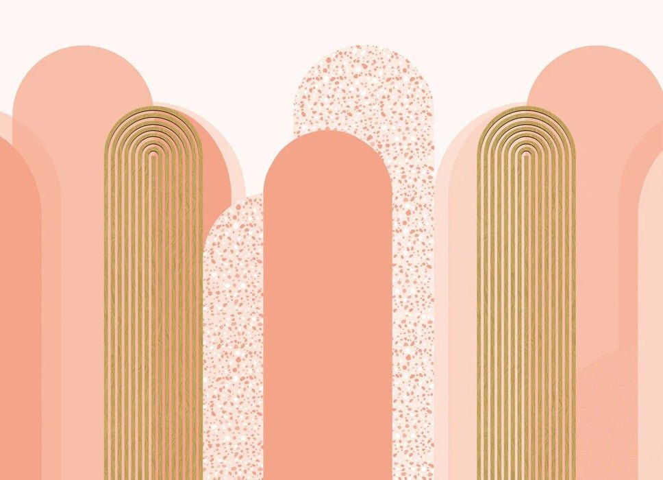 Papier peint Art déco graphique tendance rosé