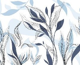 Papier peint fleur graphique bleu, XXL, tendance
