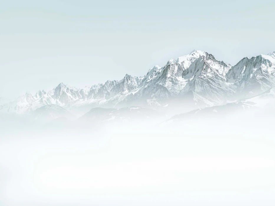 Papier peint Mont Blanc dans la brume bleu, XXL, tendance
