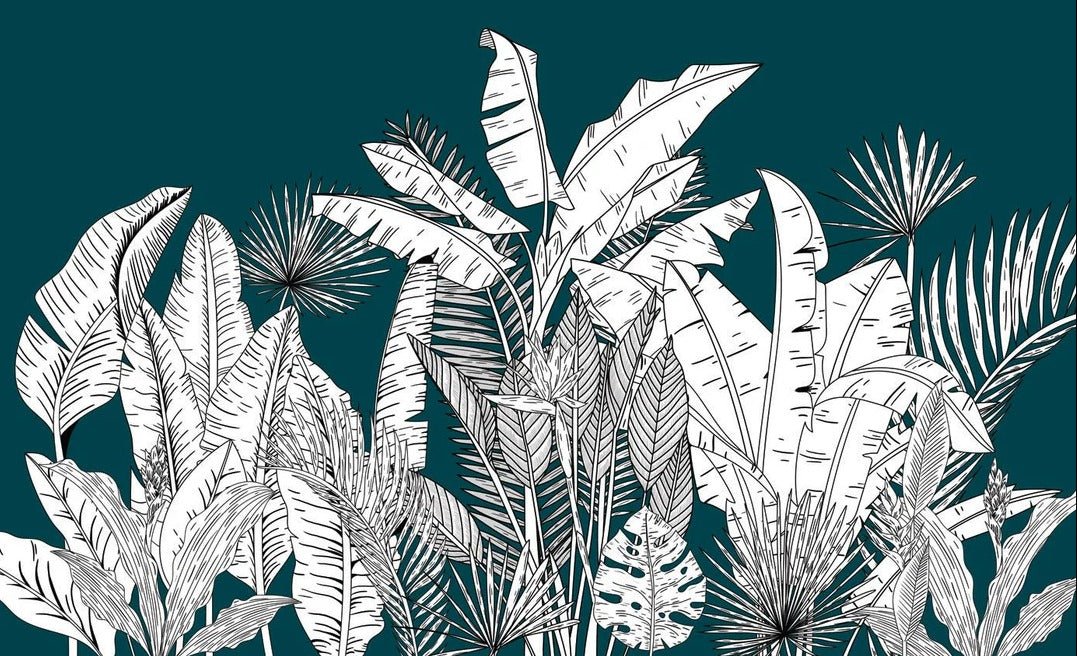 Papier peint panoramique botanic leaf vert, XXL, tendance