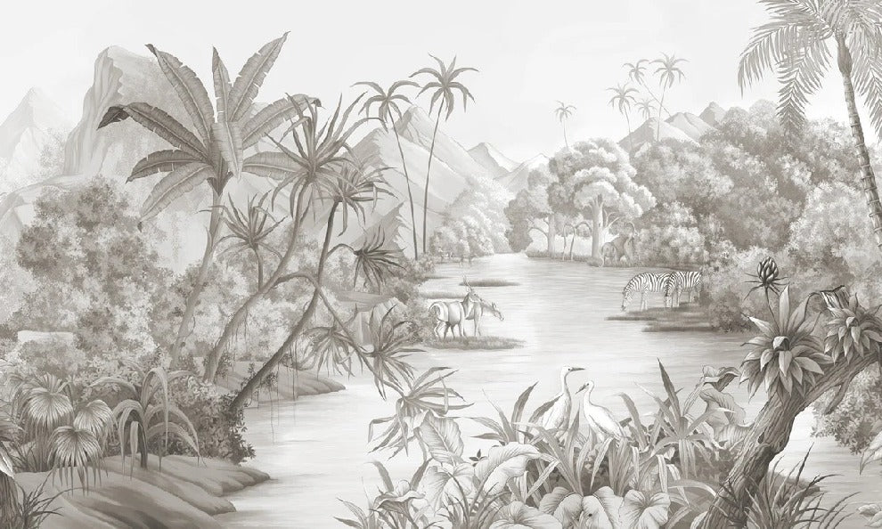 Papier peint panoramique jungle pittoresque