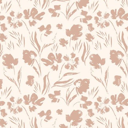 Papier peint fleur beige poudré