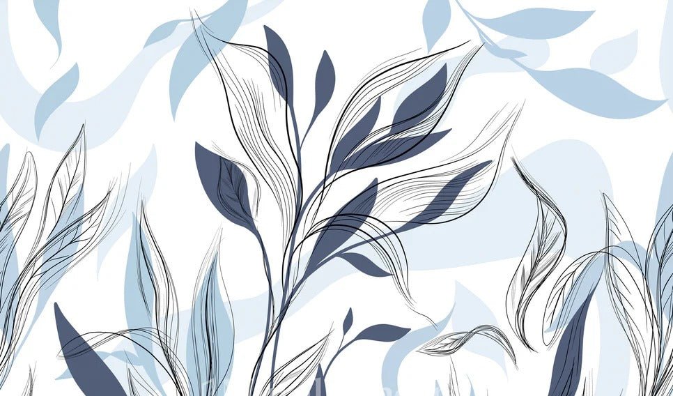 Blue graphic flower wallpaper