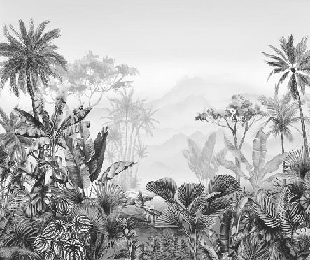 Papier peint tendance tropical noir et blanc