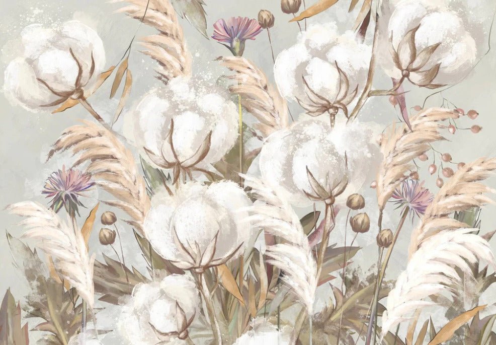 Papier peint panoramique fleur coton