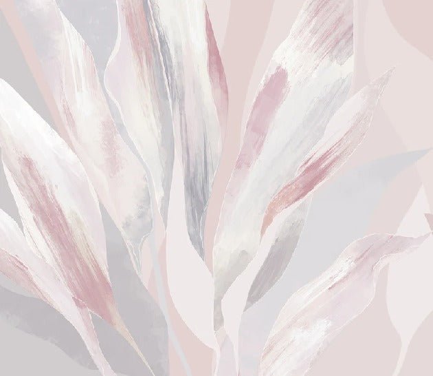 Papier peint étoffe florale rose poudré