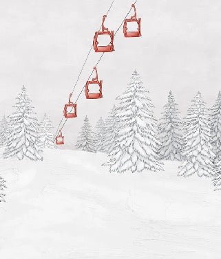 Papier peint montagne télécabine rouge