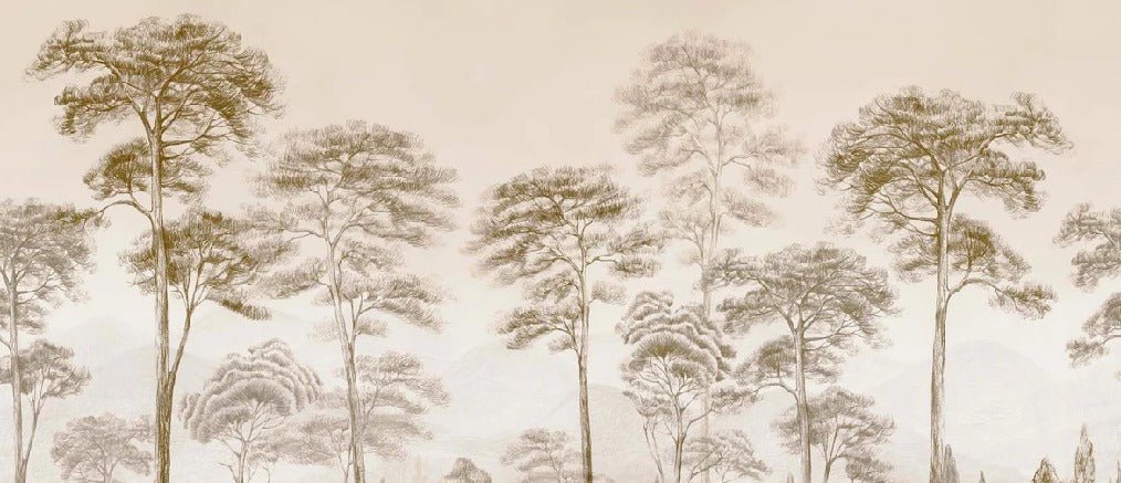 Papier peint nature pinède sépia, XXL, tendance