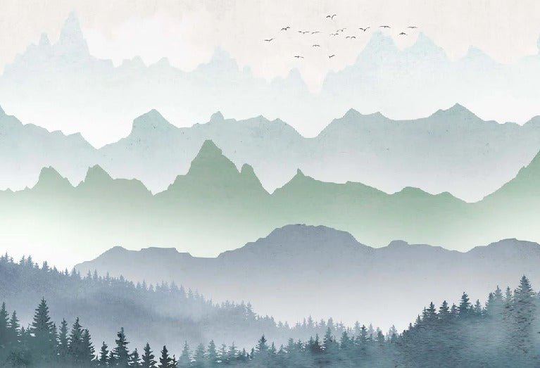 Forest morning mist wallpaper