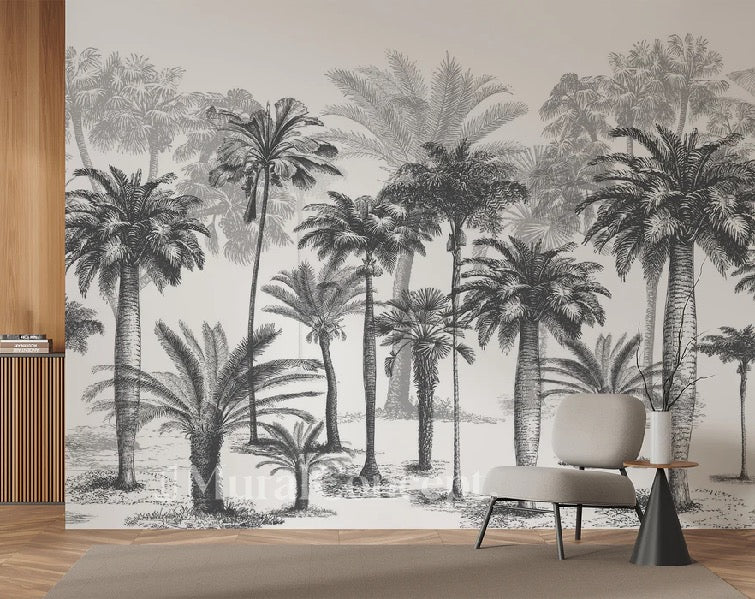 Papier peint Jungle Black & White, XXL, tendance