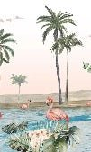Papier peint oasis flamingo