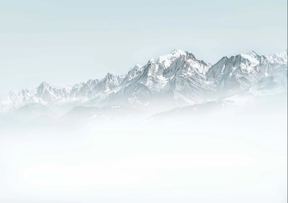 Papier peint Mont Blanc dans la brume bleu, XXL, tendance