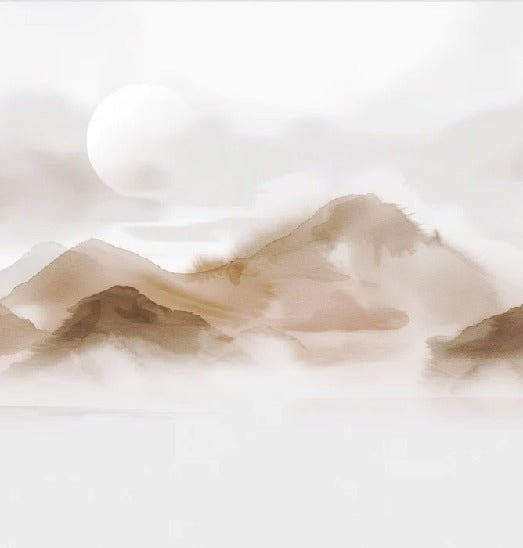 Papier peint montagnes voilées – Lueur sépia