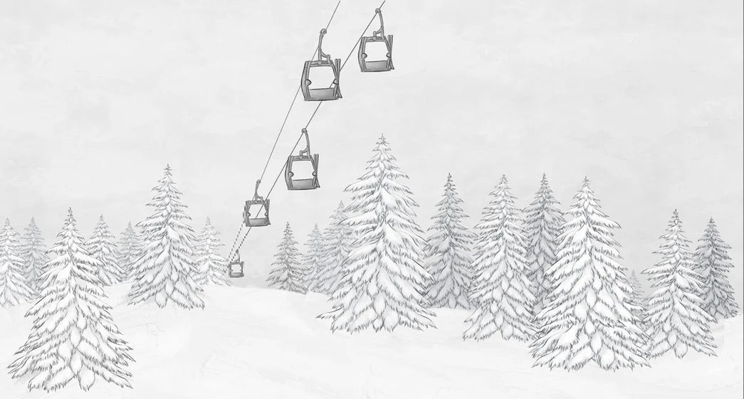 Papier peint montagne télécabine noir & blanc
