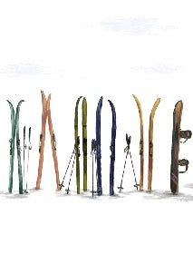 Papier peint panoramique skis colorés