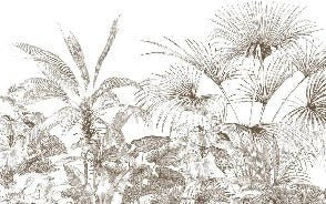 Papier peint tropical gravure monochrome, XXL, tendance
