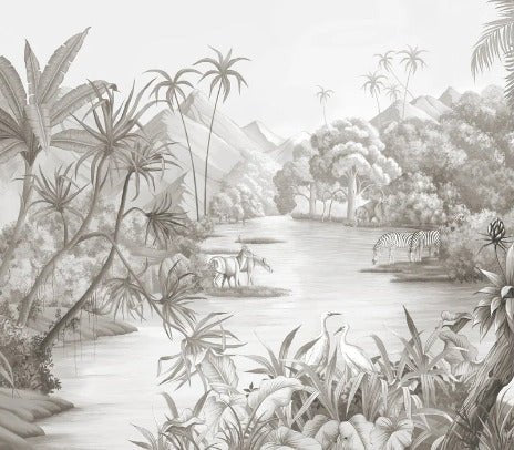 Papier peint panoramique jungle pittoresque