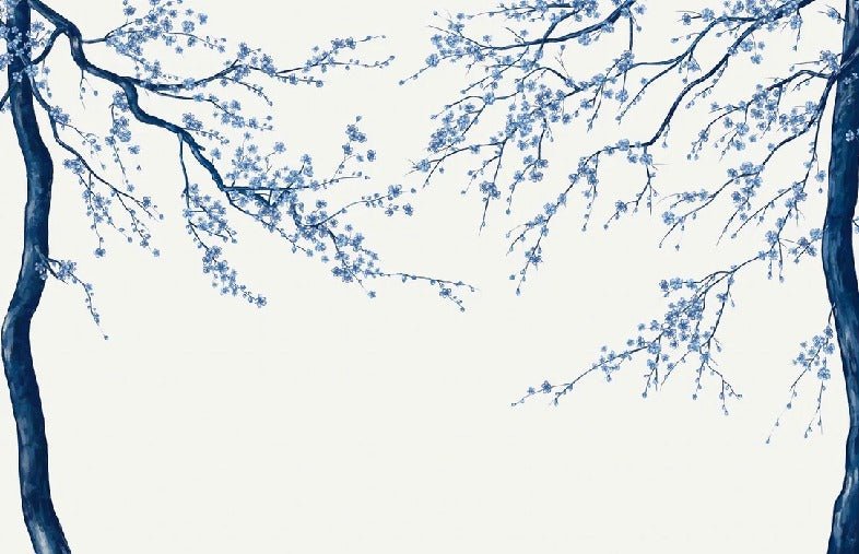 Papier peint panoramique fleur Sakura blanc