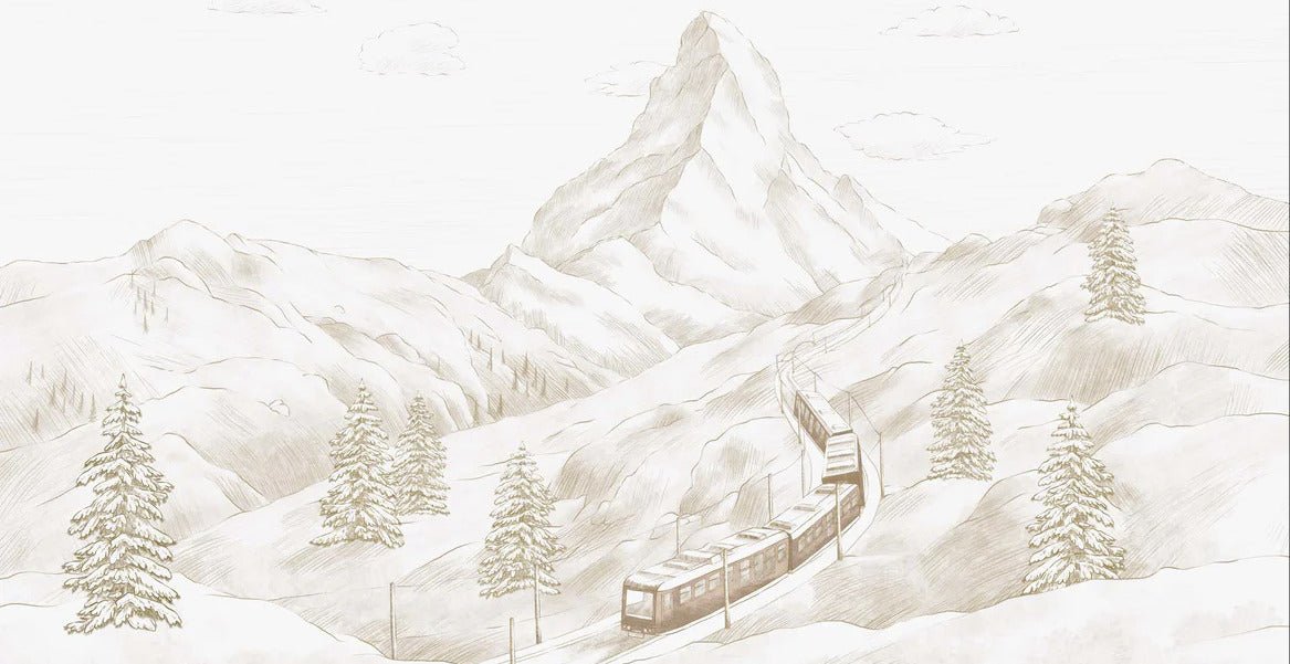 Papier peint panoramique Mont Cervin sépia