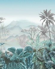 Trendy tropical blue wallpaper