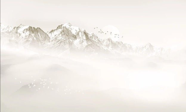Papier peint Mont blanc lune et oiseau