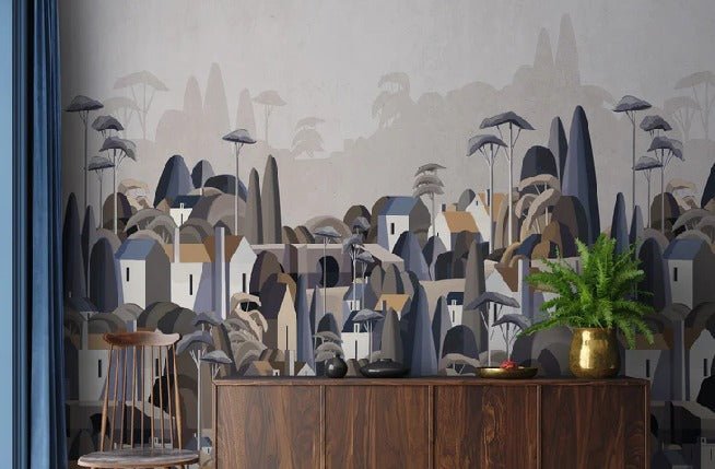 Papier peint village maisons exotiques, XXL, tendance