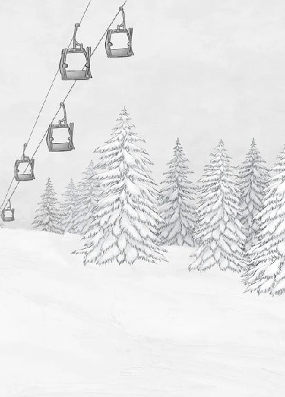Papier peint montagne télécabine noir & blanc