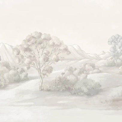 Papier peint paysage poétique sépia