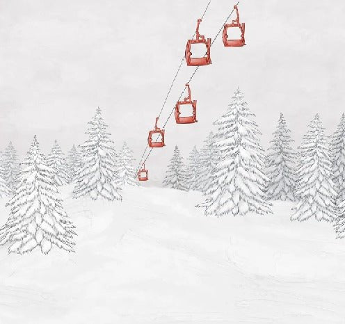Papier peint montagne télécabine rouge