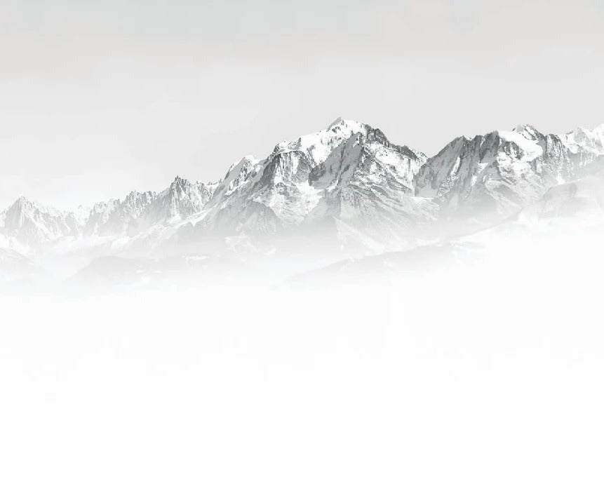Papier peint Mont Blanc dans la brume noir et blanc, XXL, tendance