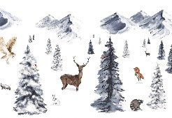 Papier peint enfant animaux dans la neige
