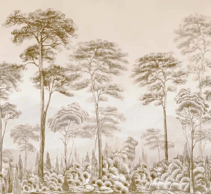 Papier peint nature pinède sépia, XXL, tendance
