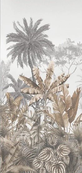 Papier peint wc tendance tropical sépia, mural concept, tendance