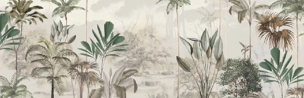 Panoramic jungle eden green wallpaper