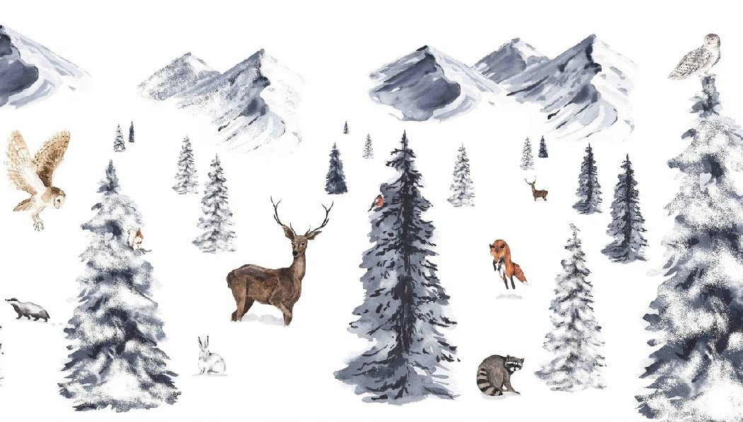 Papier peint enfant animaux dans la neige